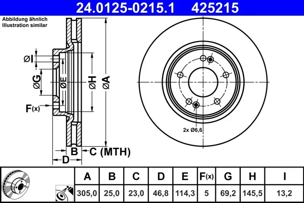 Brzdový kotouč ATE 24.0125-0215.1 – OE 51712-C1000