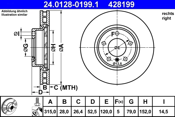 Brzdový kotouč ATE 24.0128-0199.1 – OE 34112227172
