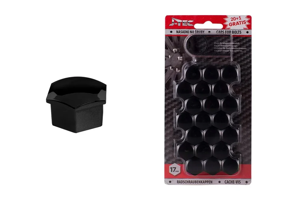 Sada krytek pro šrouby kol 17 mm - černé J-TEC G21301