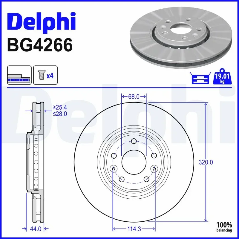 Brzdový kotouč DELPHI BG4266