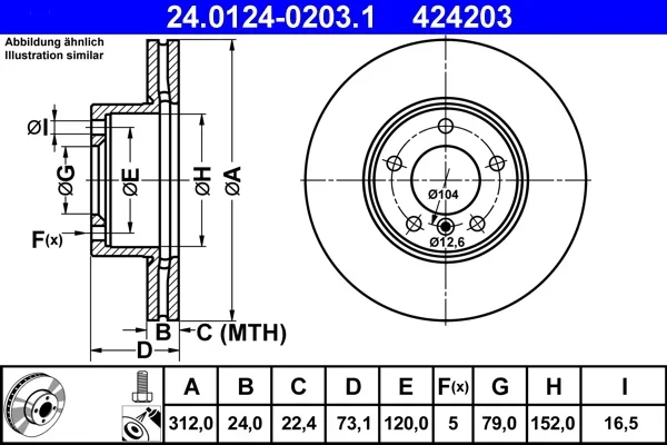 Brzdový kotouč ATE 24.0124-0203.1