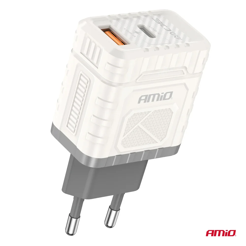 Síťová nabíječka Quick Charge GaN 30W USB-A + USB-C AMiO-04286 - Obrázek 2