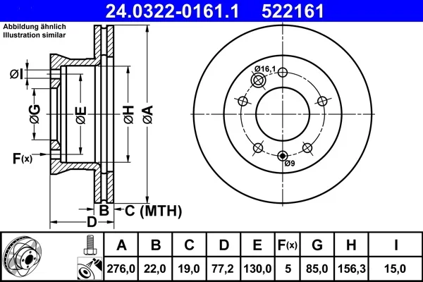 Brzdový kotouč ATE 24.0322-0161.1