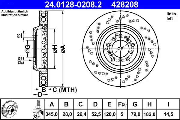 Brzdový kotouč ATE 24.0128-0208.2 – OE 34112282445