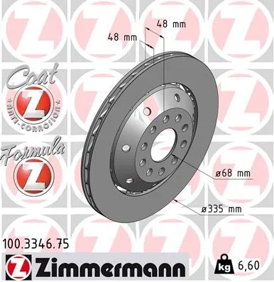 Brzdový kotouč ZIMMERMANN 100.3346.75 – OE 4B3615602