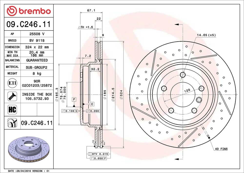 Brzdový kotouč BREMBO 09.C246.11