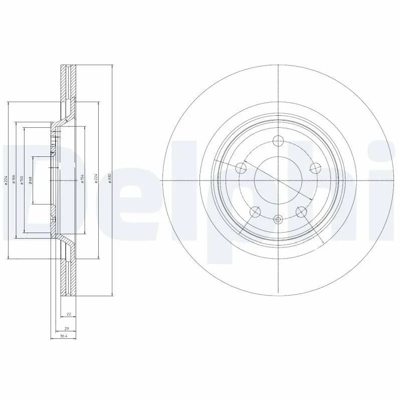 Brzdový kotouč DELPHI BG4078 – OE 8K0615601C