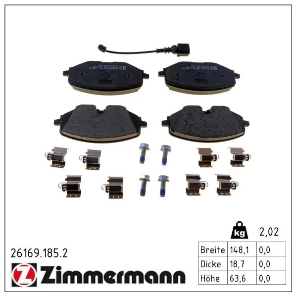 Sada brzdových destiček, kotoučová brzda ZIMMERMANN 26169.185.2
