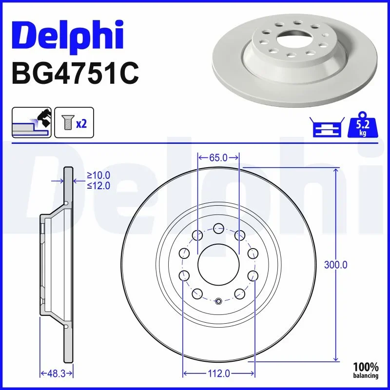 Brzdový kotouč DELPHI BG4751C