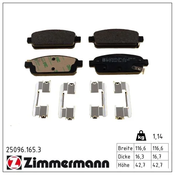 Sada brzdových destiček, kotoučová brzda ZIMMERMANN 25096.165.3
