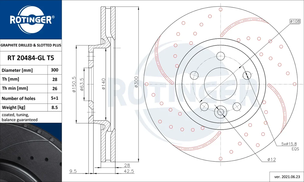 Brzdový kotouč ROTINGER RT20484-GLT5