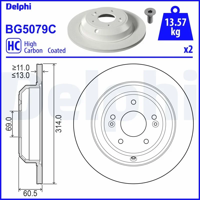 Brzdový kotouč DELPHI BG5079C – OE 58411J5000