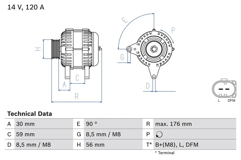 BO 0986042830 Alternátor BOSCH-výměnný díl