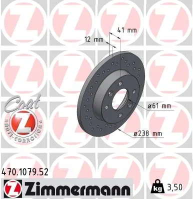 Brzdový kotouč ZIMMERMANN 470.1079.52 Brzdový kotouč ZIMMERMANN 470.1079.52