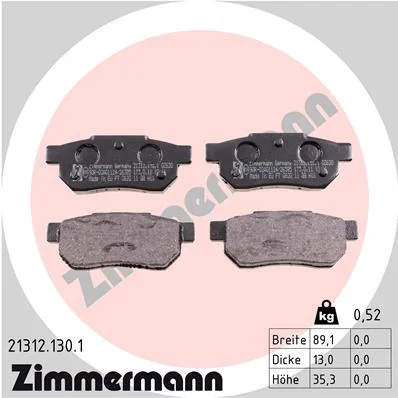 Sada brzdových destiček, kotoučová brzda ZIMMERMANN 21312.130.1 Sada brzdových destiček, kotoučová brzda ZIMMERMANN 21312.130.1