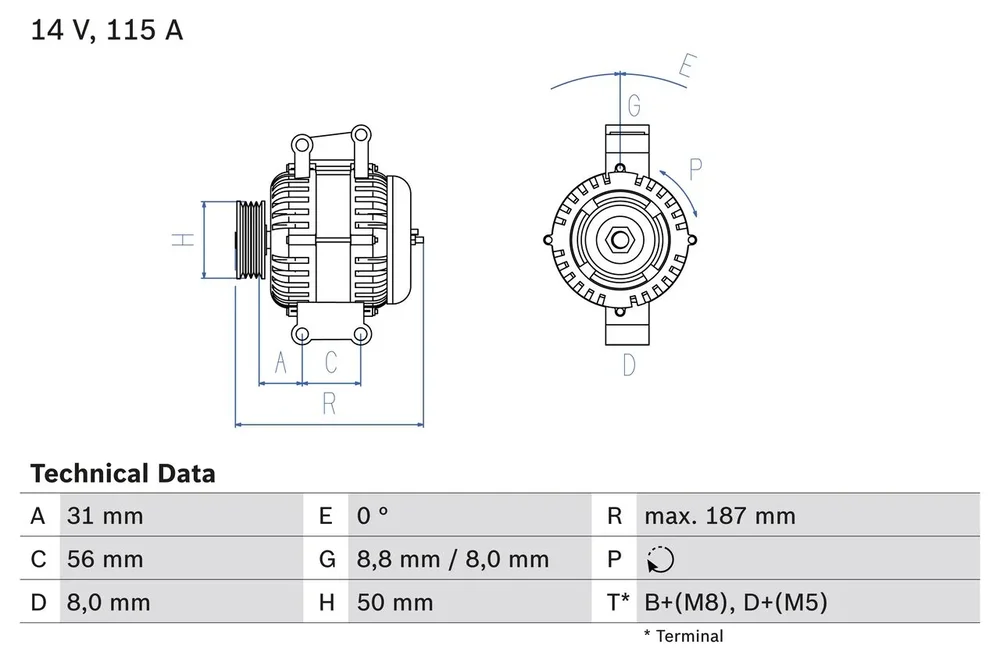 BO 0986043660 Alternátor BOSCH-výměnný díl