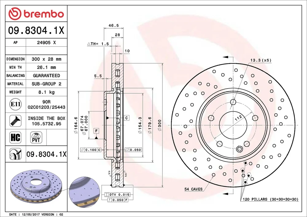 Brzdový kotouč BREMBO 09.8304.1X