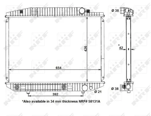 Chladič, chlazení motoru NRF 58131 Chladič, chlazení motoru NRF 58131